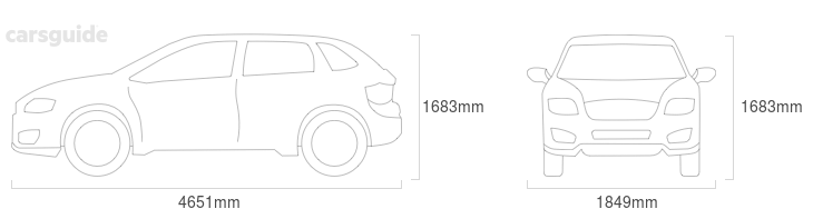 Dimensions for the Jeep Cherokee 2019 Dimensions  include 1683mm height, 1849mm width, 4651mm length.