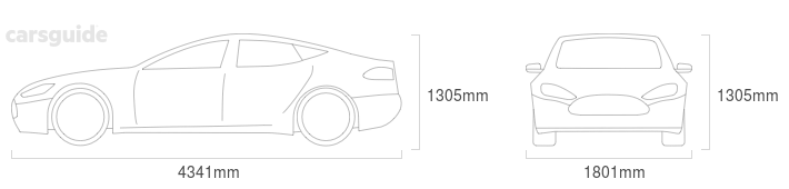 Dimensions for the Porsche Cayman 2006 Dimensions  include 1305mm height, 1801mm width, 4341mm length.