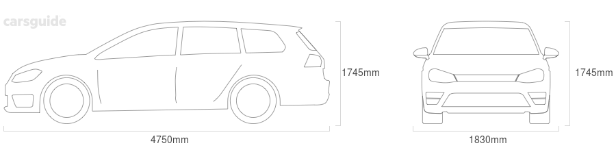 Dimensions for the Mazda MPV 2001 Dimensions  include 1745mm height, 1830mm width, 4750mm length.