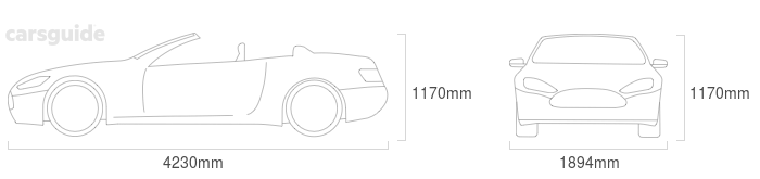 Dimensions for the Ferrari 348 1992 Dimensions  include 1170mm height, 1894mm width, 4230mm length.