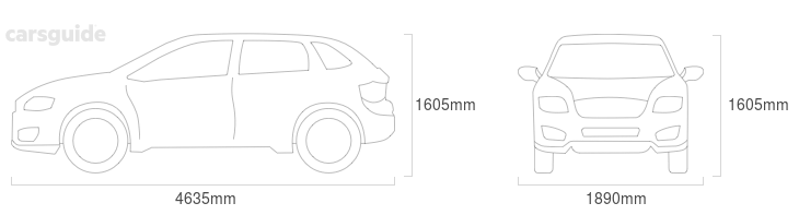 Dimensions for the Hyundai Ioniq 5 2024 Dimensions  include 1605mm height, 1890mm width, 4635mm length.