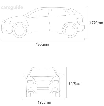 Dimensions for the Honda MDX 2005 Dimensions  include 1770mm height, 1955mm width, 4800mm length.