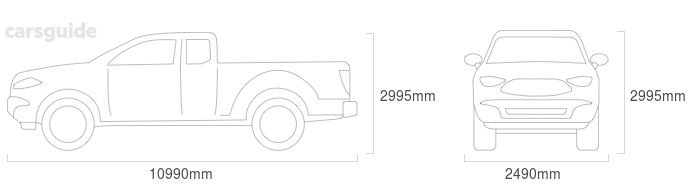 Dimensions for the Isuzu FXL 2023 Dimensions  include 2995mm height, 2490mm width, 10990mm length.