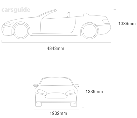 Dimensions for the BMW 8 Series 2019 Dimensions  include 1339mm height, 1902mm width, 4843mm length.