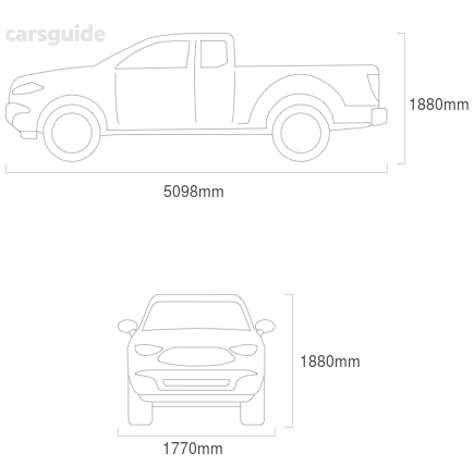 Dimensions for the Mahindra Pik-Up 2007 Dimensions  include 1880mm height, 1770mm width, 5098mm length.