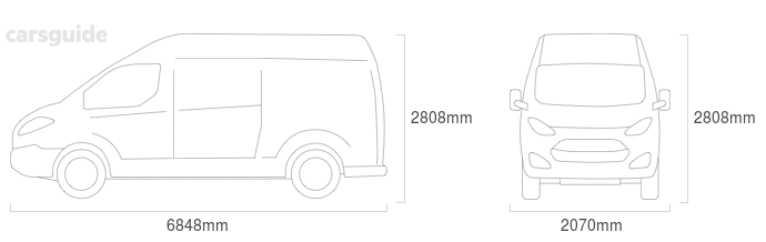 Dimensions for the Renault Master 2023 Dimensions  include 2808mm height, 2070mm width, 6848mm length.