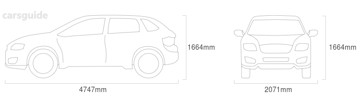 Dimensions for the Jaguar F-Pace 2023 Dimensions  include 1664mm height, 2071mm width, 4747mm length.