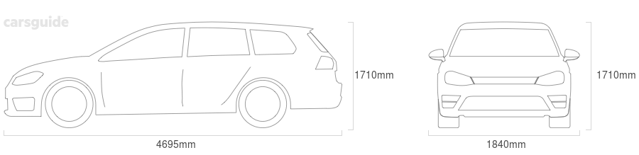 Dimensions for the Hyundai Trajet 2009 Dimensions  include 1710mm height, 1840mm width, 4695mm length.