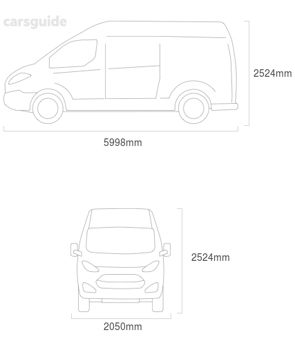 Dimensions for the Fiat DUCATO 2013 Dimensions  include 2524mm height, 2050mm width, 5998mm length.