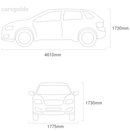 Dimensions for the Mitsubishi Challenger 2006 Dimensions  include 1730mm height, 1775mm width, 4610mm length.