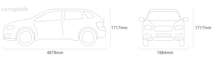 Dimensions for the Volkswagen Touareg 2021 Dimensions  include 1717mm height, 1984mm width, 4878mm length.