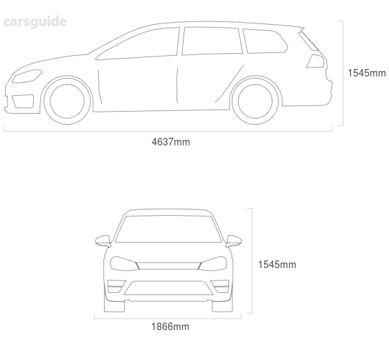 Dimensions for the Volvo V60 2019 Dimensions  include 1545mm height, 1866mm width, 4637mm length.