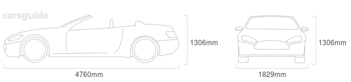Dimensions for the Jaguar XK8 2006 Dimensions  include 1306mm height, 1829mm width, 4760mm length.