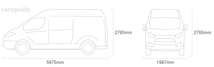 Dimensions for the Ford Transit 2016 Dimensions  include 2765mm height, 1987mm width, 5975mm length.