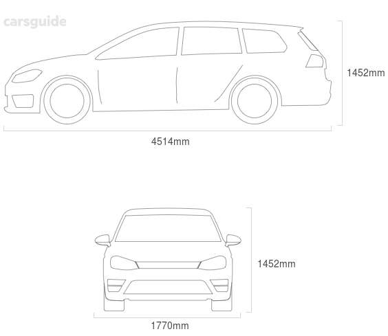 Dimensions for the Volvo V50 2012 Dimensions  include 1452mm height, 1770mm width, 4514mm length.