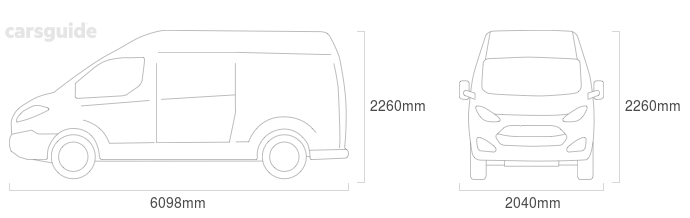 Dimensions for the Isuzu NNR 2018 Dimensions  include 2260mm height, 2040mm width, 6098mm length.