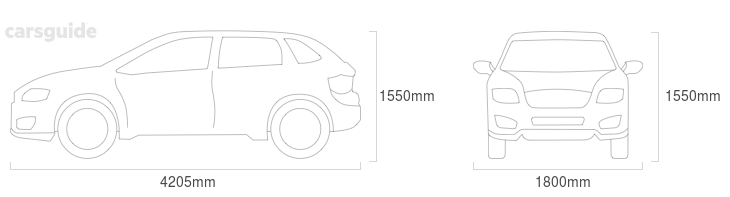 Dimensions for the Hyundai Kona 2020 Dimensions  include 1550mm height, 1800mm width, 4205mm length.
