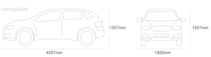 Dimensions for the Mini Countryman 2021 Dimensions  include 1557mm height, 1822mm width, 4297mm length.