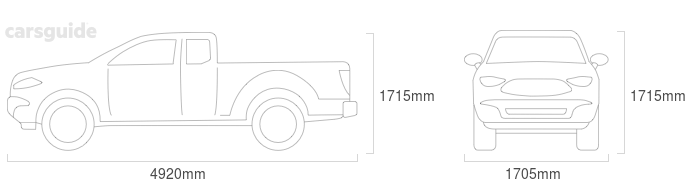 Dimensions for the Ford Courier 1993 Dimensions  include 1715mm height, 1705mm width, 4920mm length.