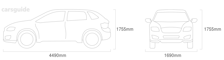 Dimensions for the Toyota 4 Runner 1992 Dimensions  include 1755mm height, 1690mm width, 4490mm length.