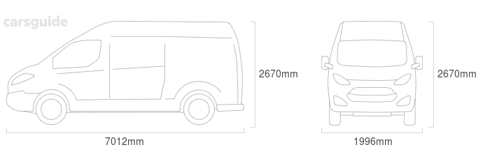 Dimensions for the Iveco Daily 2010 Dimensions  include 2670mm height, 1996mm width, 7012mm length.