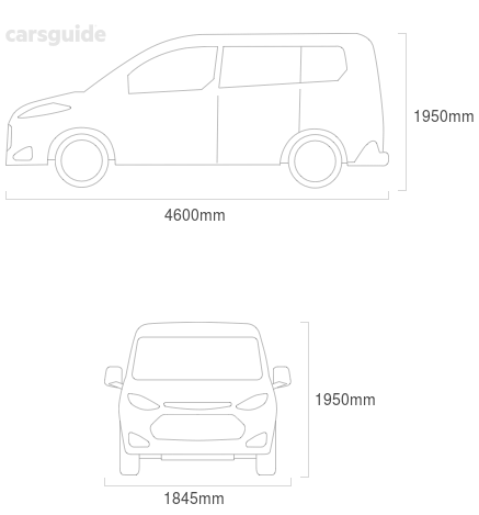 Dimensions for the Volkswagen Caravelle 1988 Dimensions  include 1950mm height, 1845mm width, 4600mm length.
