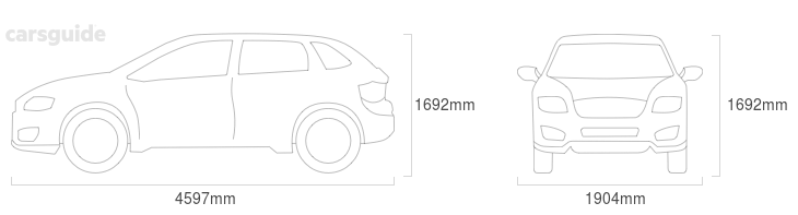 Dimensions for the Land Rover Discovery Sport 2019 Dimensions  include 1692mm height, 1904mm width, 4597mm length.