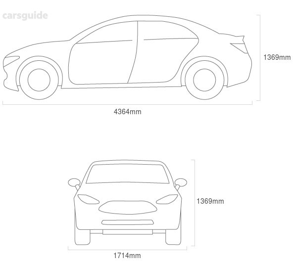 Dimensions for the Chrysler Neon 1997 Dimensions  include 1369mm height, 1714mm width, 4364mm length.