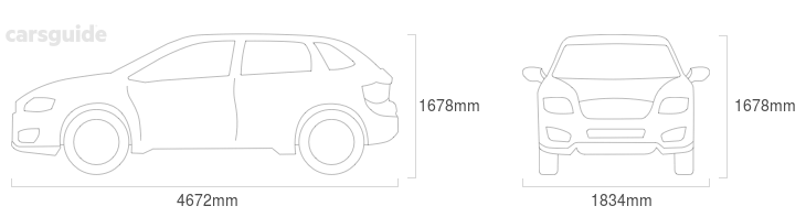 Dimensions for the Renault Koleos 2018 Dimensions  include 1678mm height, 1834mm width, 4672mm length.