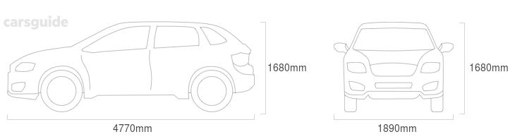Dimensions for the Hyundai Santa Fe 2020 Dimensions  include 1680mm height, 1890mm width, 4770mm length.