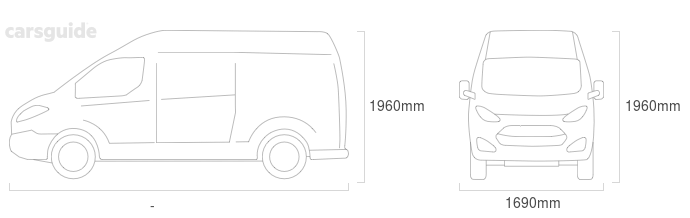 Dimensions for the Mazda E2200 1990 Dimensions  include 1960mm height, 1690mm width, &mdash; length.