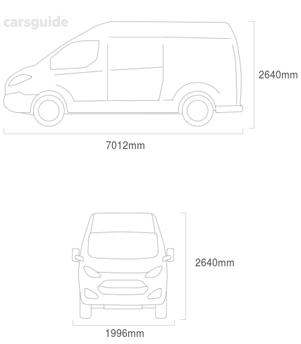Dimensions for the Iveco Daily 2014 Dimensions  include 2640mm height, 1996mm width, 7012mm length.