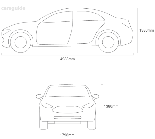 Dimensions for the Jaguar Sovereign 1993 Dimensions  include 1380mm height, 1798mm width, 4988mm length.