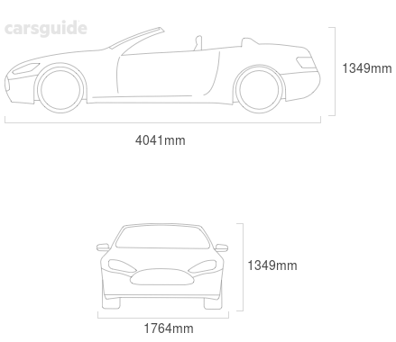 Dimensions for the Audi TT 2001 Dimensions  include 1349mm height, 1764mm width, 4041mm length.