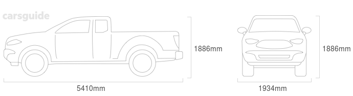 Dimensions for the GWM UTE 2020 Dimensions  include 1886mm height, 1934mm width, 5410mm length.