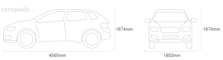 Dimensions for the BMW X3 2008 Dimensions  include 1674mm height, 1853mm width, 4565mm length.