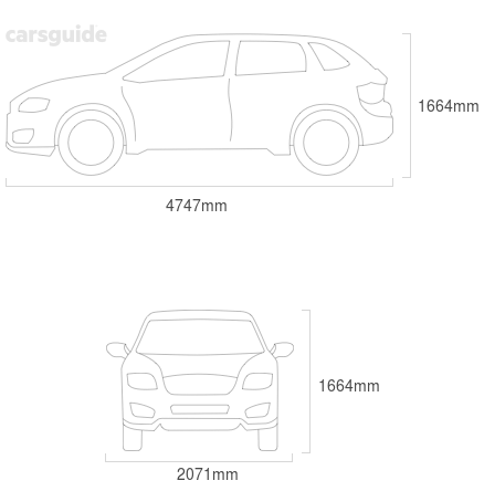 Dimensions for the Jaguar F-Pace 2022 Dimensions  include 1664mm height, 2071mm width, 4747mm length.