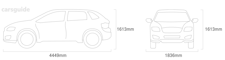 Dimensions for the Renault KADJAR 2019 Dimensions  include 1613mm height, 1836mm width, 4449mm length.