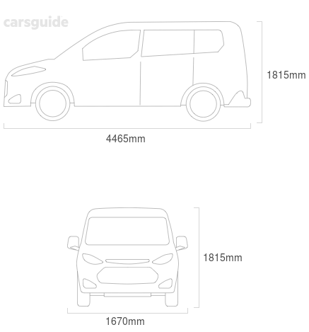 Toyota Tarago 1990 Dimensions Dimensions for the Toyota Tarago 1990 Dimensions include 1815mm height, 1670mm width, 4465mm length.