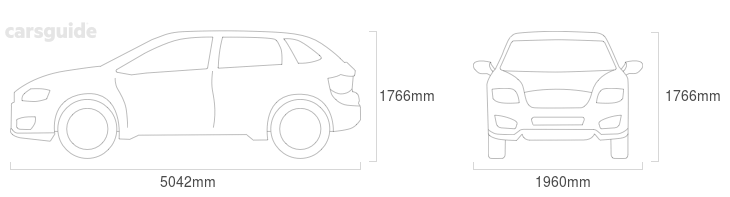 Dimensions for the Nissan Pathfinder 2020 include 1766mm height, 1960mm width, 5042mm length.