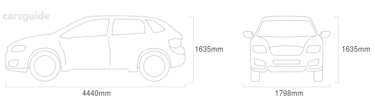 Dimensions for the Ssangyong TIVOLI XLV 2020 Dimensions  include 1635mm height, 1798mm width, 4440mm length.