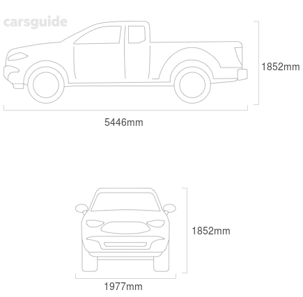 Dimensions for the Ford Ranger 2021 Dimensions  include 1852mm height, 1977mm width, 5446mm length.