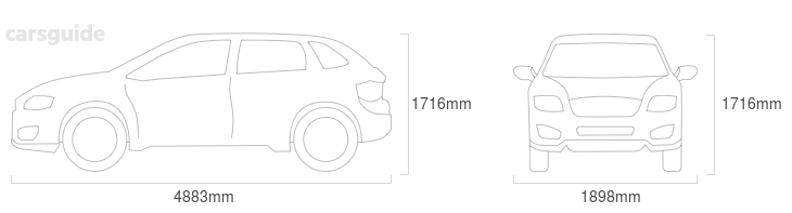 Dimensions for the Ford Territory 2015 Dimensions  include 1716mm height, 1898mm width, 4883mm length.